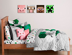 Minecraft obraz - Najlepšie postavičky na plátne - Steve, Creeper, Sheep, Pig