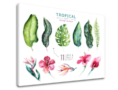 Obraz na stenu s textom Tropical set flamingo